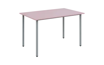 JSB 120N Jídelní stůl 1200 x 800 mm, deska pastelově růžová / podnož stříbrná